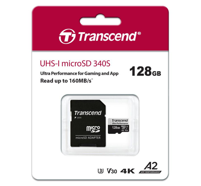 Transcend Карта пам'яті Transcend 128GB microSDXC class 10 UHS-I U3 A2 340S (TS128GUSD340S)
