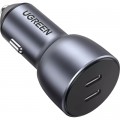 Ugreen Зарядний пристрій Ugreen QC 3.0+QC 3.0 Dual USB-A 40W Fast Car Charger Space Grey (CD213) (70594)