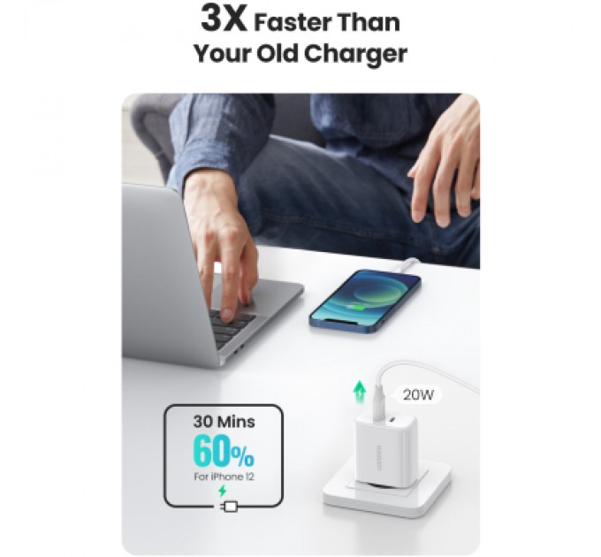 Ugreen Зарядний пристрій Ugreen 2xUSB 40W PD (2xType-C) PD CD243 White (10343)