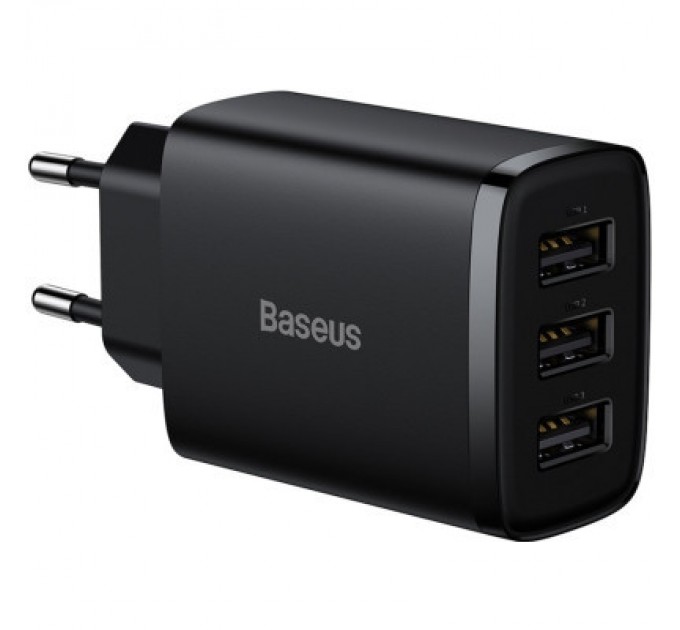 Baseus Зарядний пристрій Baseus Compact Charger 3U Black (CCXJ020101)