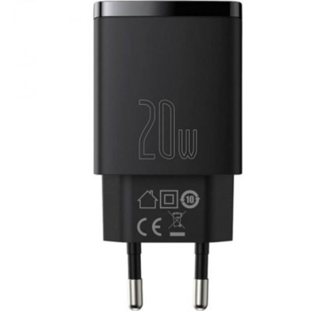 Baseus Зарядний пристрій Baseus Compact Quick Charger U+C 20W EU Black (CCXJ-B01)