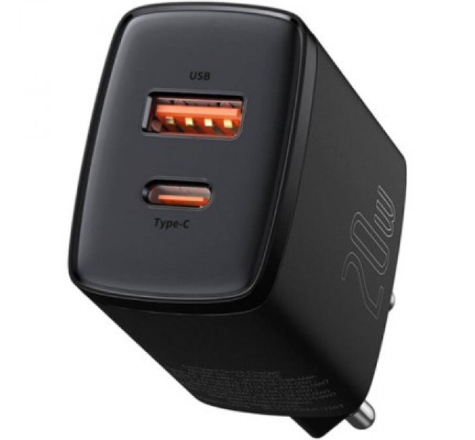 Baseus Зарядний пристрій Baseus Compact Quick Charger U+C 20W EU Black (CCXJ-B01)
