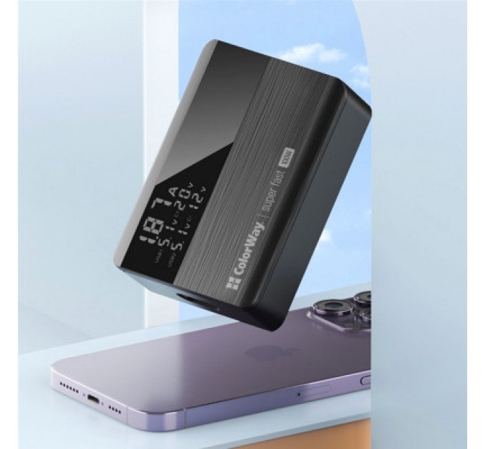 ColorWay Зарядний пристрій ColorWay Power Delivery GaN (2USB-A + 2USB TYPE-C) (100W) black (CW-CHS041PD-BK)