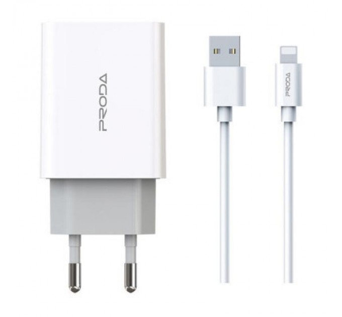 Proda Зарядний пристрій Proda PD-A28i 2хUSB 2.4A + USB Ligthtning 1.0m (PD-A28i-WH)