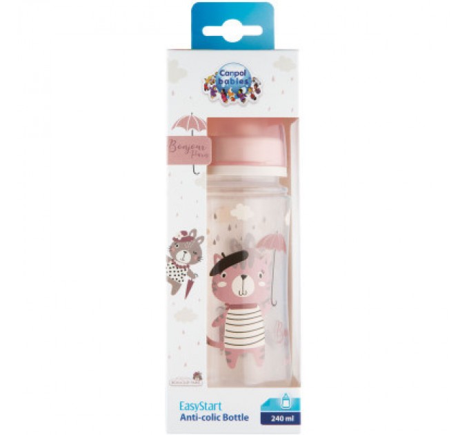 Canpol babies Пляшечка для годування Canpol babies Bonjour Paris з широким отвором 240 мл Рожева (35/232_pin)