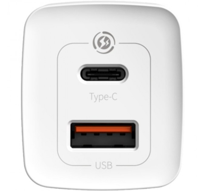 Baseus Зарядний пристрій Baseus 2xUSB 65W GaN (USB-C+USB-A) white (CCGAN2L-B02)