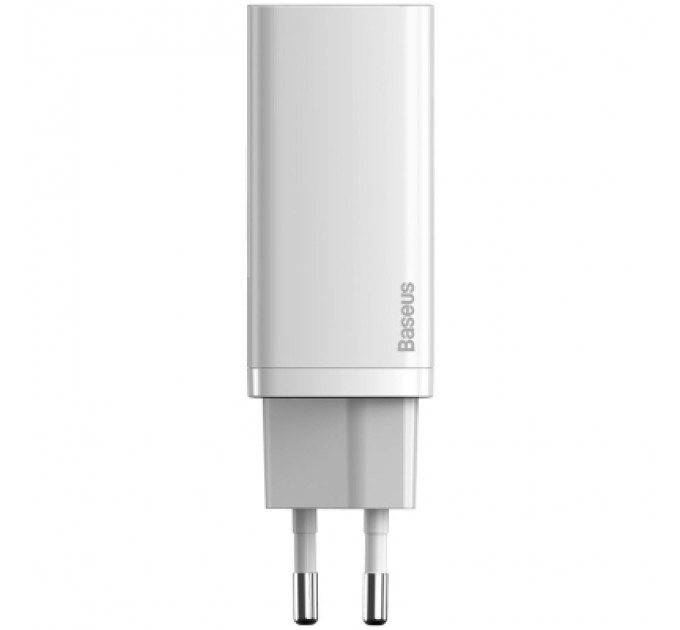 Baseus Зарядний пристрій Baseus 2xUSB 65W GaN (USB-C+USB-A) white (CCGAN2L-B02)