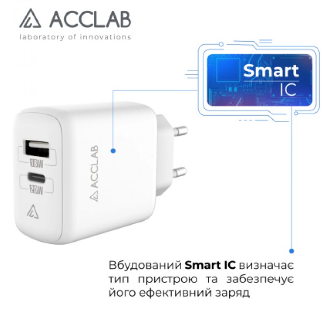 ACCLAB Зарядний пристрій ACCLAB AL-TC220 (1xUSB, 1xType-C) (1283126556494)