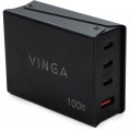 Vinga Зарядний пристрій Vinga GaN 100W PD+QC 3C1A ports 1.2m Wired Charger (VCPCH100CB)