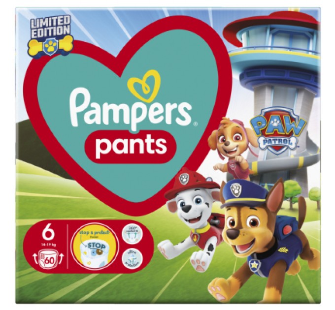 Pampers Підгузки Pampers Extra Large Розмір 6 (14-19 кг) Paw Patrol 60 шт (8006540863657)
