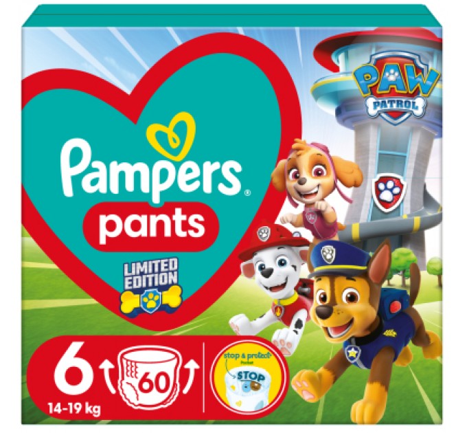 Pampers Підгузки Pampers Extra Large Розмір 6 (14-19 кг) Paw Patrol 60 шт (8006540863657)