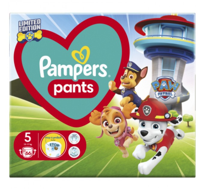 Pampers Підгузки Pampers Junior Розмір 5 (12-17кг) Paw Patrol 66 шт (8006540863619)