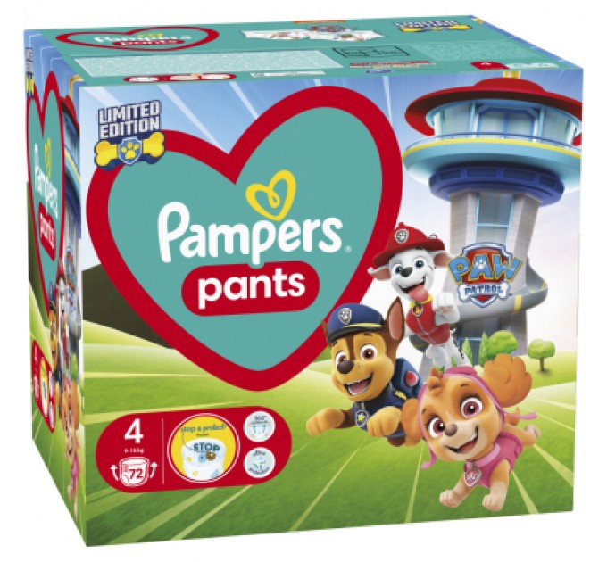 Pampers Підгузки Pampers Maxi Розмір 4 (9-15 кг) Paw Patrol 72 шт (8006540863572)