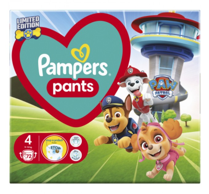 Pampers Підгузки Pampers Maxi Розмір 4 (9-15 кг) Paw Patrol 72 шт (8006540863572)
