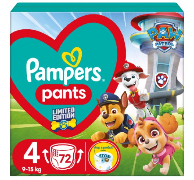 Pampers Підгузки Pampers Maxi Розмір 4 (9-15 кг) Paw Patrol 72 шт (8006540863572)