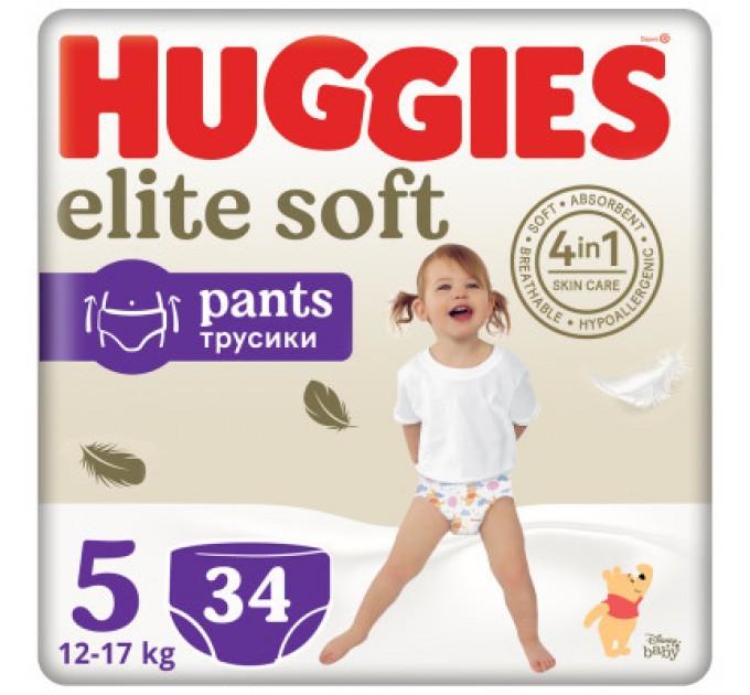 Підгузки Huggies Elite Soft 5 (12-17кг) Mega 34 шт (5029053549354)