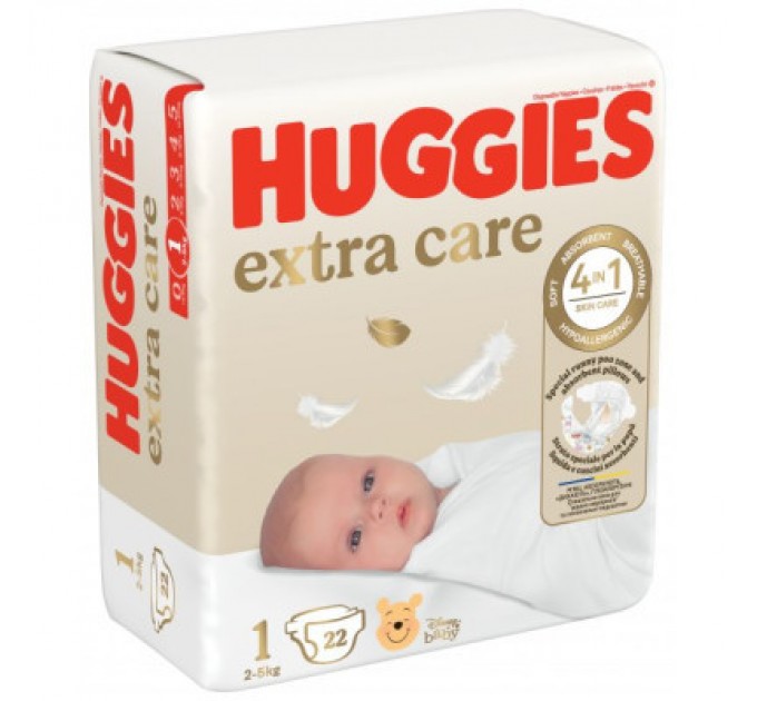Підгузки Huggies Extra Care Розмір 1 (2-5 кг) 22 шт (5029053583235)