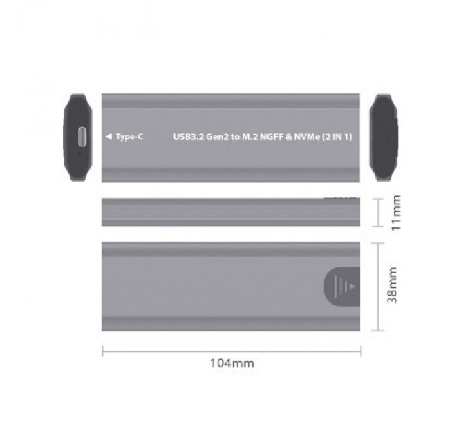 Кишеня зовнішня Dynamode M.2 SSD NVMe/SATA combo USB3.2 GEN2 USB-C (DM-CAD-SSD05)