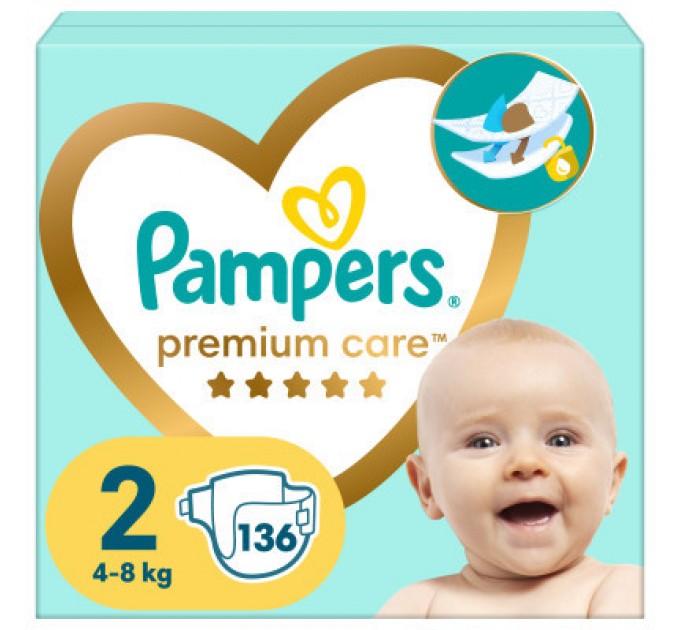 Pampers Підгузки Pampers Premium Care Розмір 2 (4-8 кг) 136 шт (8006540855812)