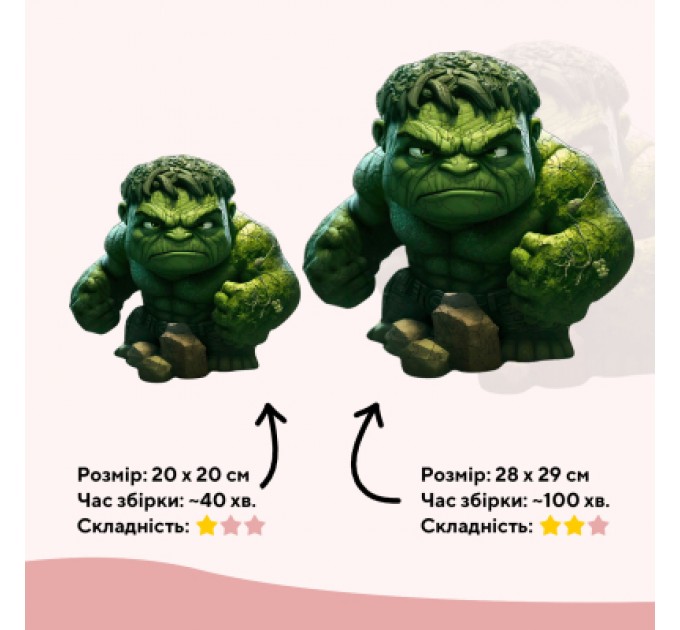 Ukropchik Пазл Ukropchik дерев'яний Супергерой Халк size - M в коробці з набором-рамкою (Hulk Superhero A4)