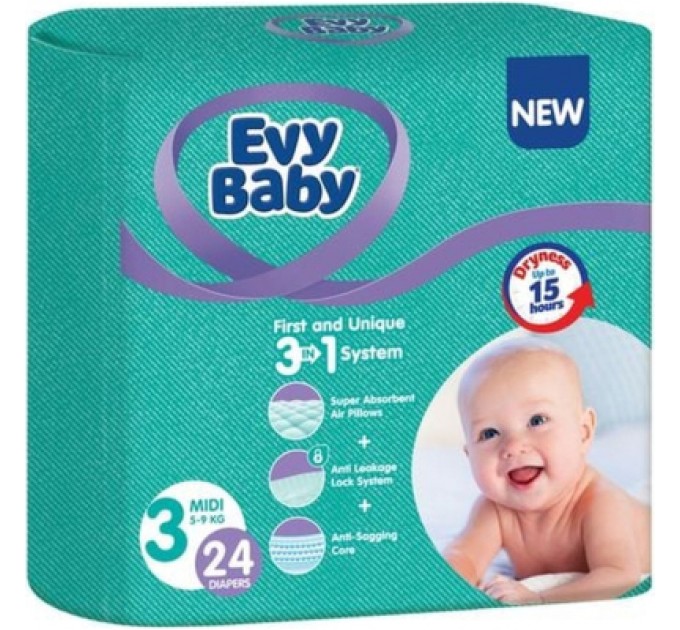 Evy Baby Підгузки Evy Baby Midi 5-9 кг 24 шт (8690506520236)