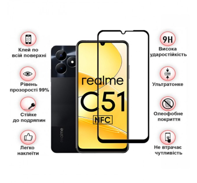 BeCover Скло захисне BeCover Realme C51 Black (710301)