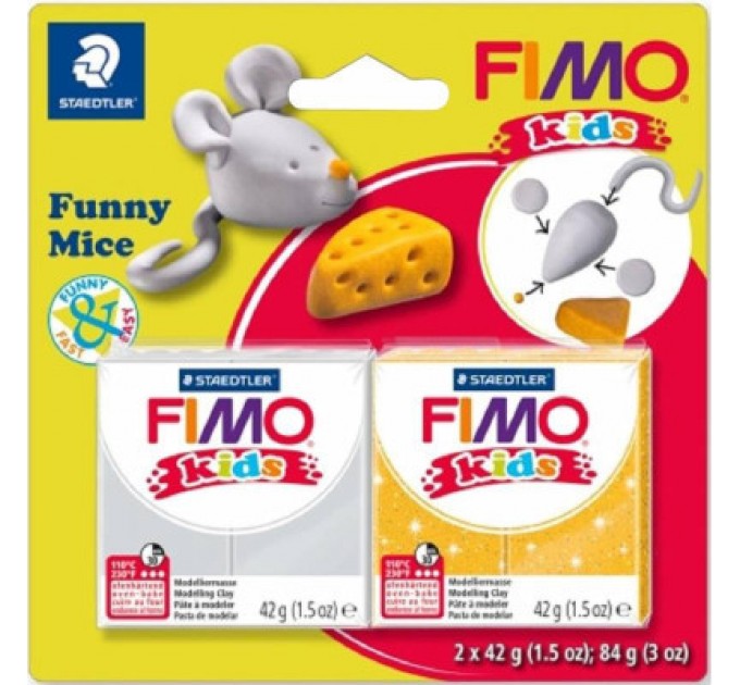 Набір для творчості Fimo Kids Веселе мишеня 2 кольори х 42 г (4007817057254)