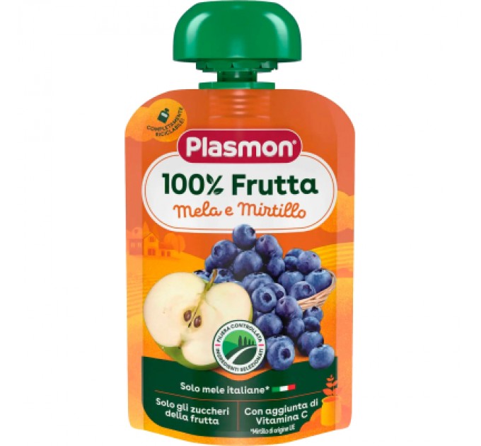 Plasmon Дитяче пюре Plasmon Яблуко, лохина 100 г (1136130)