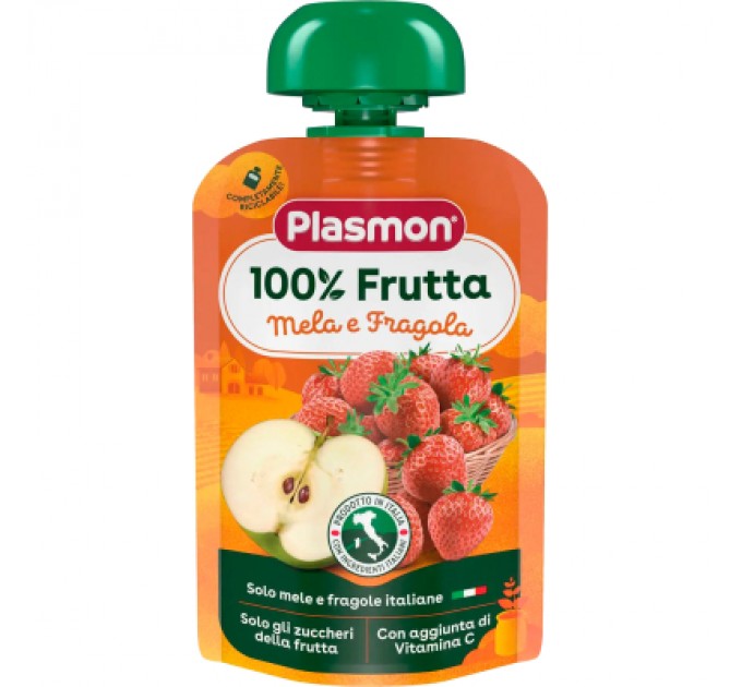 Plasmon Дитяче пюре Plasmon Яблуко, полуниця 100 г (1136126)