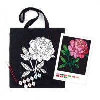 Набір для творчості Rosa екосумка-розмальовка, чорна, Ніжна півонія 38х42см (4823098539742)