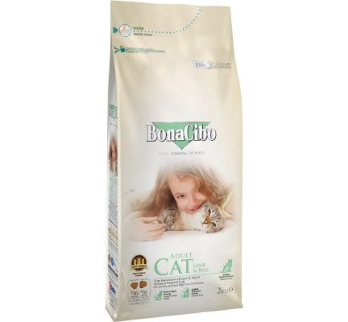 BonaCibo Сухий корм для кішок BonaCibo Adult Cat Lamb&Rice 2 кг (8694686406120)