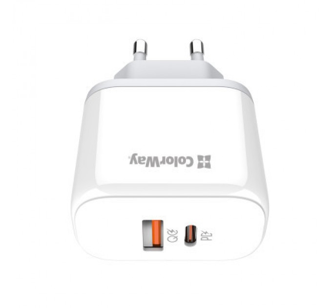 Зарядний пристрій ColorWay Power Delivery Port PPS USB (Type-C PD+ USB QC3.0) (45W) white (CW-CHS042PD-WT)