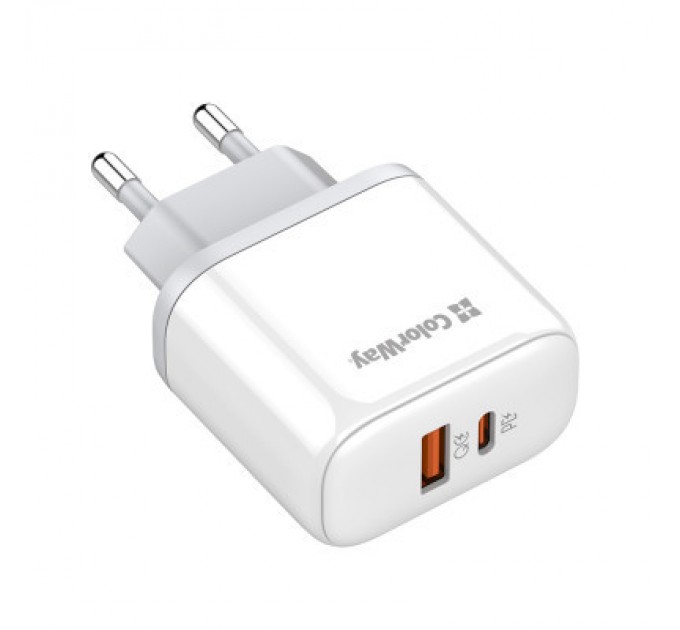 Зарядний пристрій ColorWay Power Delivery Port PPS USB (Type-C PD+ USB QC3.0) (45W) white (CW-CHS042PD-WT)