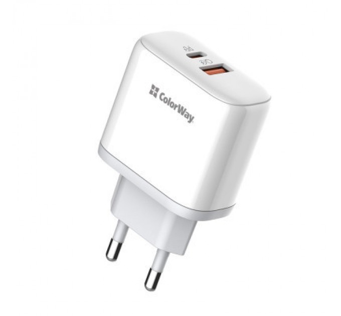Зарядний пристрій ColorWay Power Delivery Port PPS USB (Type-C PD+ USB QC3.0) (45W) white (CW-CHS042PD-WT)