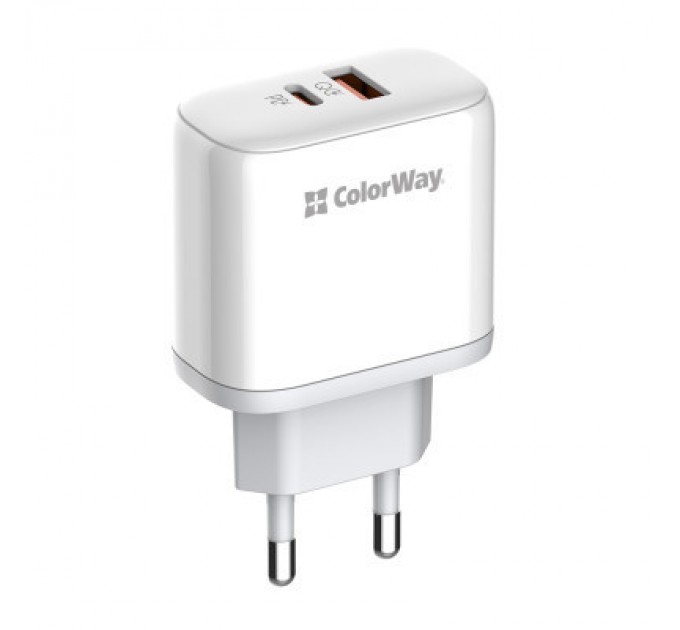 Зарядний пристрій ColorWay Power Delivery Port PPS USB (Type-C PD+ USB QC3.0) (45W) white (CW-CHS042PD-WT)