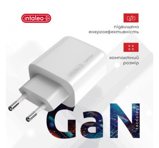 Intaleo Зарядний пристрій Intaleo 65W GAN 2USB-C PD+USB-A QC 3.0 white (1283126559525)