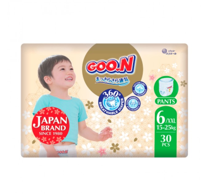 GOO.N Підгузки GOO.N Premium Soft Трусики 15-25 кг Розмір 6 2XL 30 шт (F1010101-159)