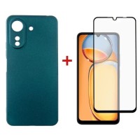 Чохол до мобільного телефона Dengos Kit for Xiaomi Redmi 13C case + glass (Green) (DG-KM-54)