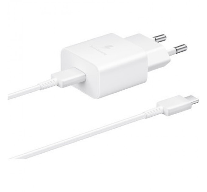 Зарядний пристрій Samsung USB-С 15W White + Cable USB-C 1m (EP-T1510XWEGEU)