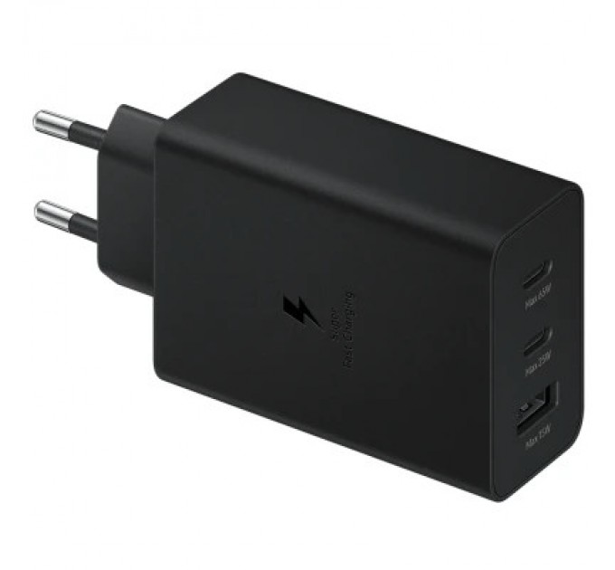 Зарядний пристрій Samsung 2xUSB-С 65W PD PPS/USB-A Black (EP-T6530NBEGEU)