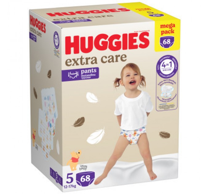 Huggies Підгузки Huggies Extra Care Розмір 5 (12-17кг) Pants Box 68 шт (5029053582412)