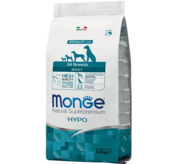 Monge Сухий корм для собак Monge Dog All breeds Hypoallergenic з лососем і тунцем 2.5 кг (8009470011167)