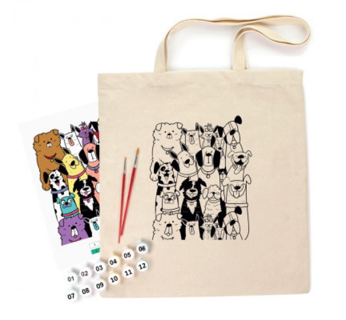 Rosa Набір для творчості Rosa Talent екосумка-розмальовка, Dogs 38х42см (4823098538400)