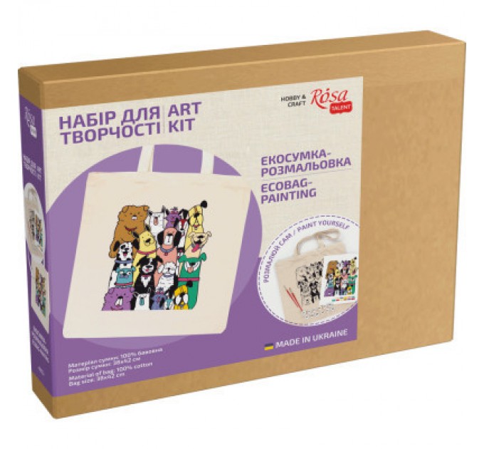 Rosa Набір для творчості Rosa Talent екосумка-розмальовка, Dogs 38х42см (4823098538400)