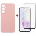 Dengos Чохол до мобільного телефона Dengos Samsung Galaxy A35 5G + Glass Pink (DG-KM-91)