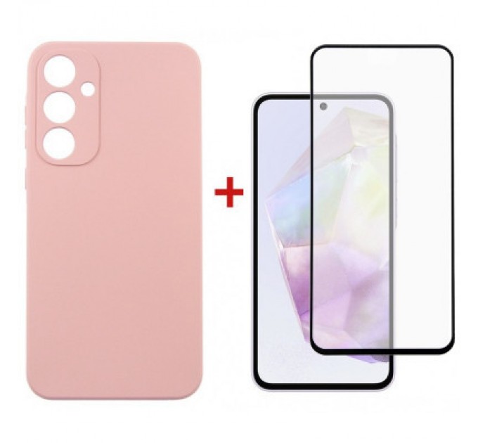 Dengos Чохол до мобільного телефона Dengos Samsung Galaxy A35 5G + Glass Pink (DG-KM-91)