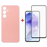 Чохол до мобільного телефона Dengos Samsung Galaxy A55 5G + Glass Pink (DG-KM-92)