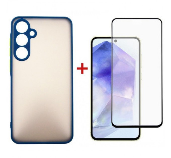 Чохол до мобільного телефона Dengos Samsung Galaxy A55 5G + Glass Blue (DG-KM-93)