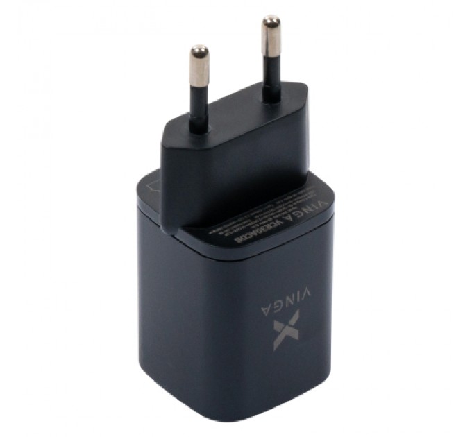 Зарядний пристрій Vinga USB-C PD30W + USB-A QC30W Display 33W Max (VCR30ACDB)