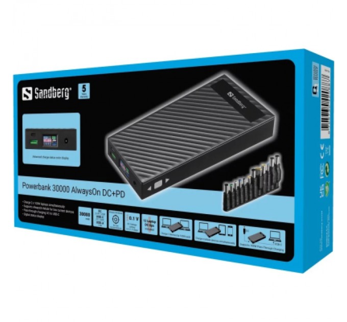 Sandberg Батарея універсальна Sandberg 30000mAh PD/100W, DC/3-24V/120W, QC/3.0 (420-88)